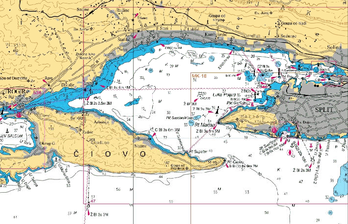 Nautical chart of Split (Croatia)