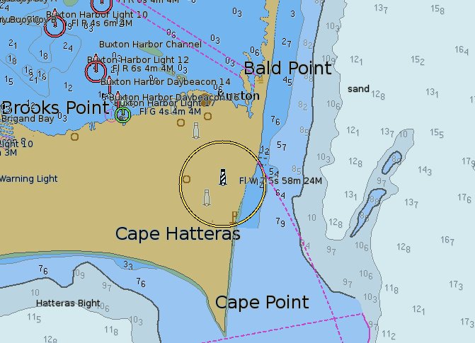 Chart NOAA ENC US4NC30M: Cape Hatteras-Wimble Shools to Ocracoke Inlet (extract: Cape Hatteras)