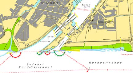 Map of the locks for Brunsbüttel (Kiel Canal/Germany)