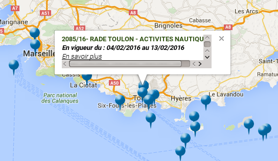 France: Map with navigational warnings