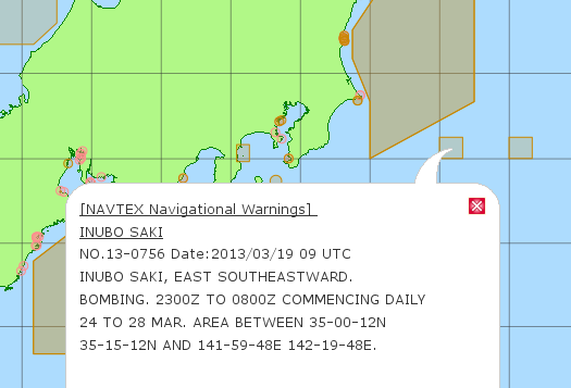 Location Map of Japan with NAVTEX Warning No 13-0756